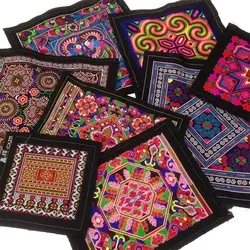 Flower Pattern Ethnic Style Cloth Patch Miao Embroidery Square Clothing Patch Embroidered Fabric Clothing Applique Sewing