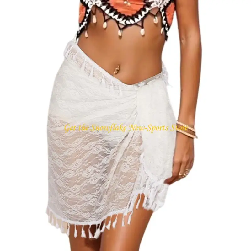 E56D Women Beach Gonna Flower Pattern Flower Swimsuit Wrap Skirts Ladies Beach Copertura