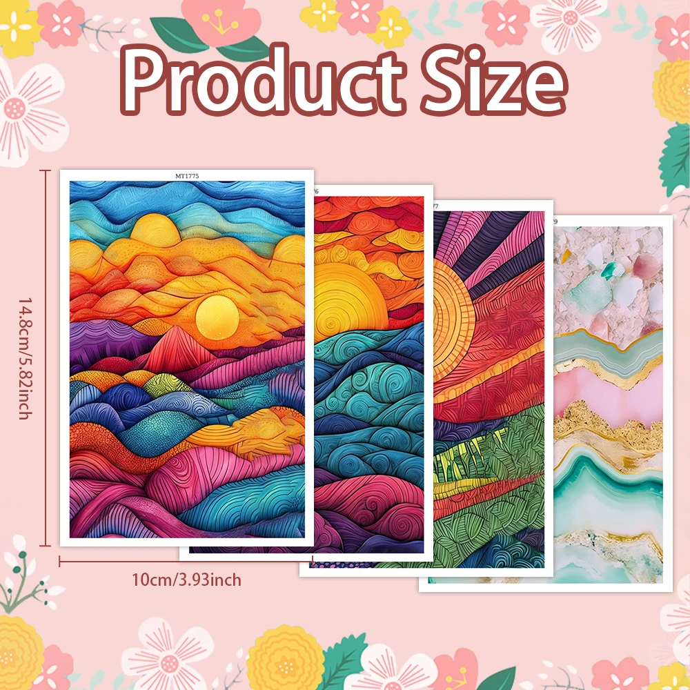 Landscape & Agate Water Transfer Paper for Polymer Clay, Art Pattern Clay Transfer Sheets for DIY Earrings view 6