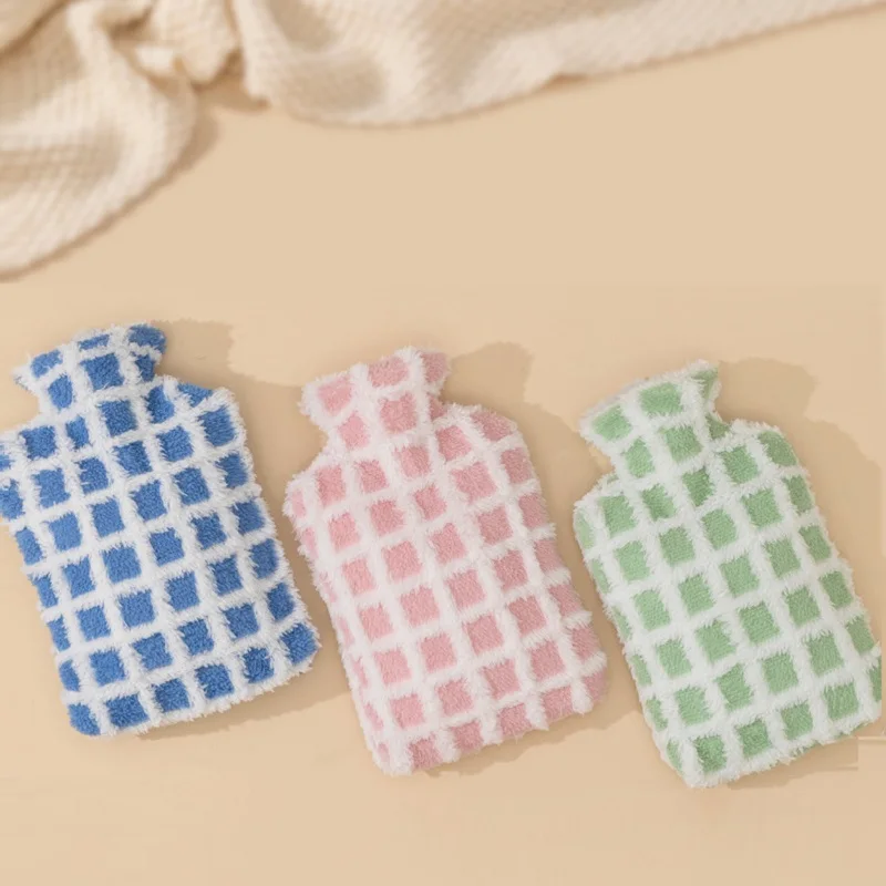 1000/1500ml Large Hot Water Bag with Plush Cover Winter Hand Foot Warmer Explosion-Proof Reusable Hot Water Jug Bag Winter Gifts