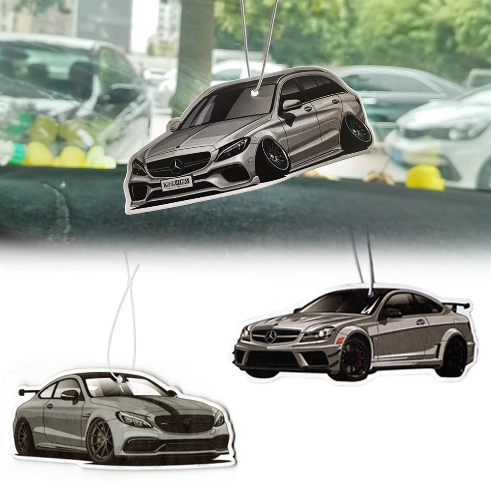 Newest JDM Car Air Freshener Hanging Rearview Mirror Perfume Pendant Solid Paper For Mercedes-Benz C63 G63 A45 W205 Wagon