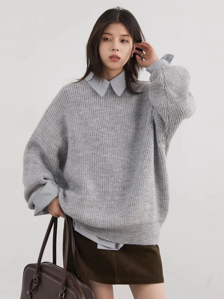 CHIC VEN Women Knitted Sweater Solid O Neck Loose New Korean Pullovers Soft Female Jumpers Autumn Winter 2024 Clothing