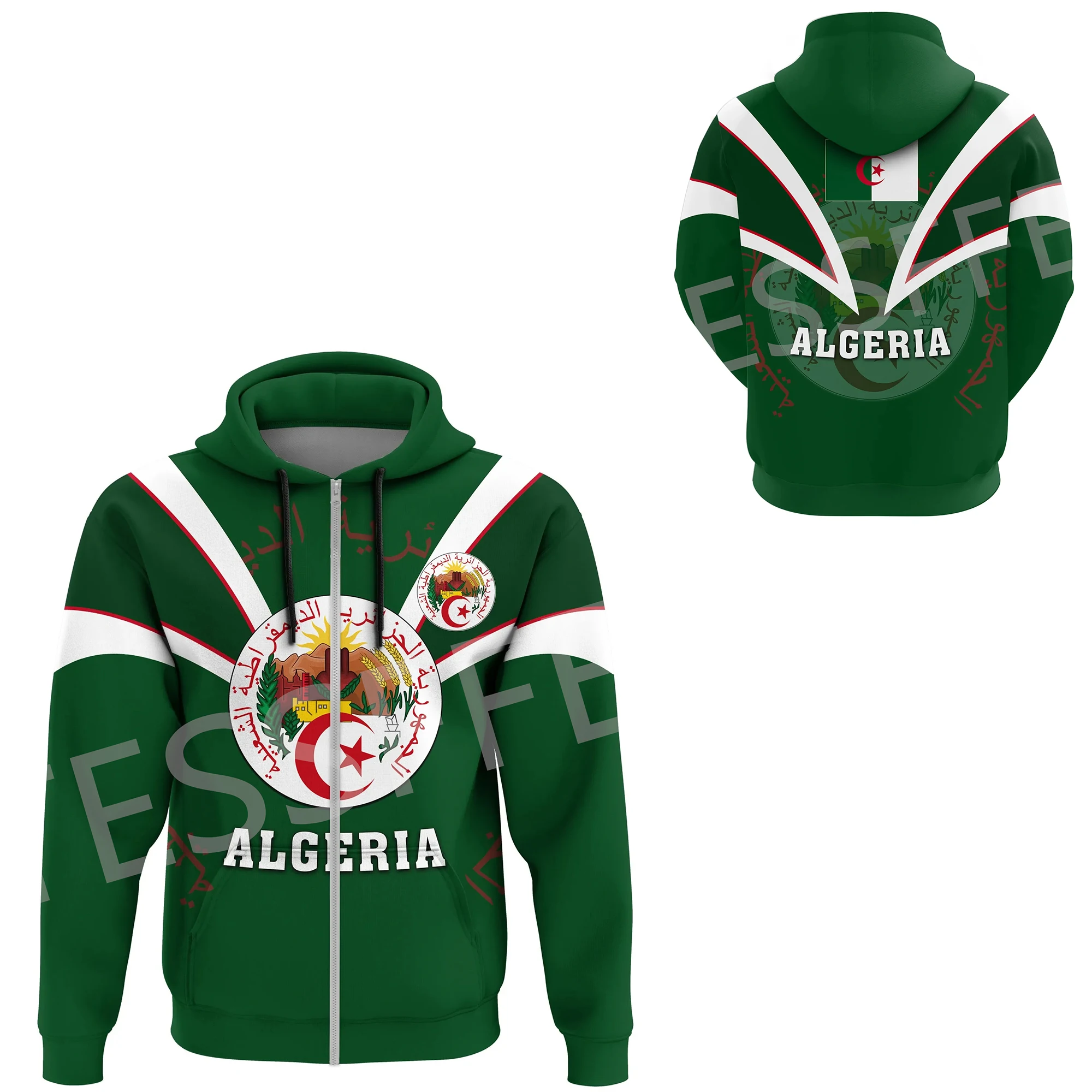 NewFashion Africa Country Algeria Flag Tattoo Retro Tracksuit 3DPrint Harajuku Casual Streetwear Pullover Funny Jacket Hoodies T