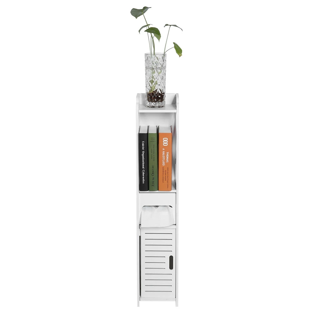 80x15.5x15CM Bathroom Toilet Furniture Cabinet White Wood Cupboard Shelf Tissue Storage Rack image 3