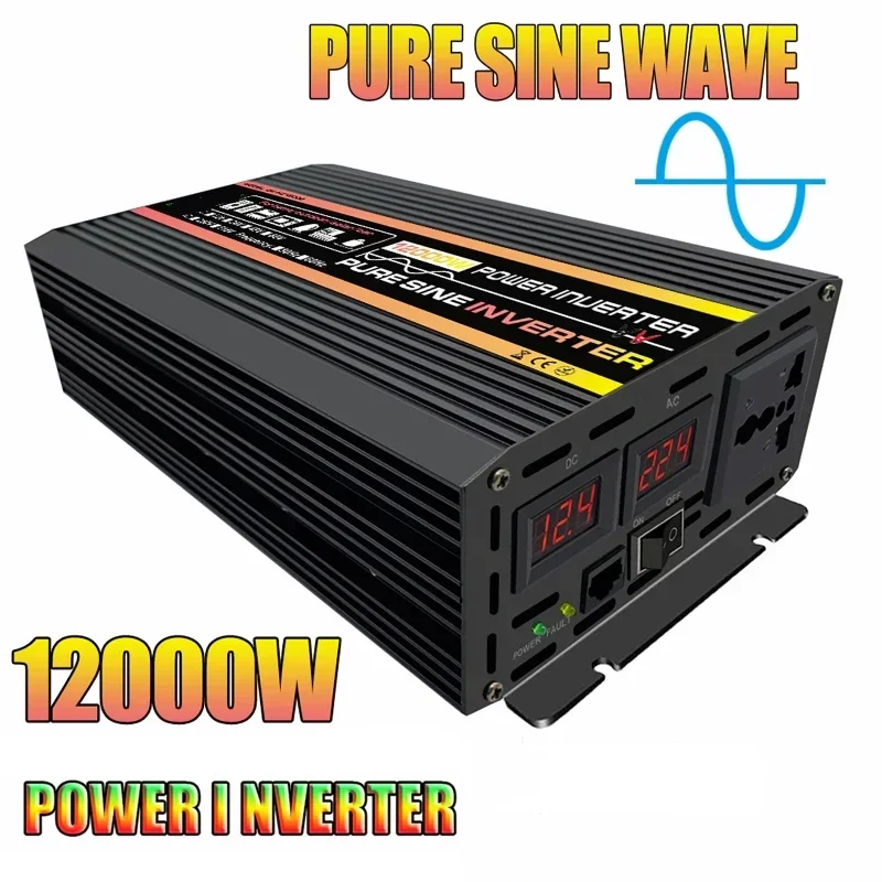 

12000W Pure Sine Wave Inverter Car Solar Inverter DC12V 24V 48V 60V To 220V Socket Transformer Power Converter Power Inverter