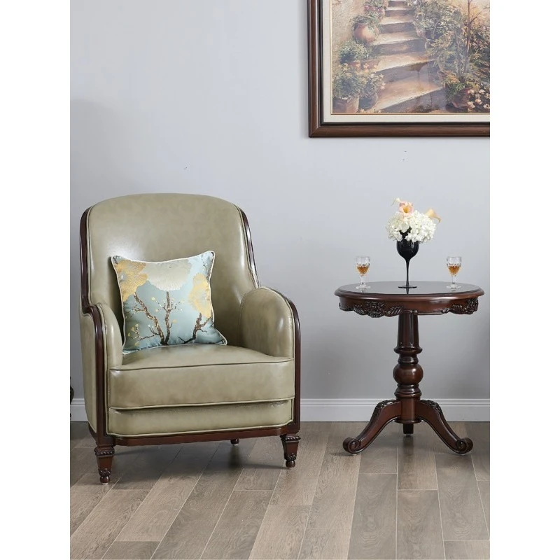 Factory Direct 2026 American living room tiger chair bedroom single leather sofa balcony separate leisure chair meeting chair