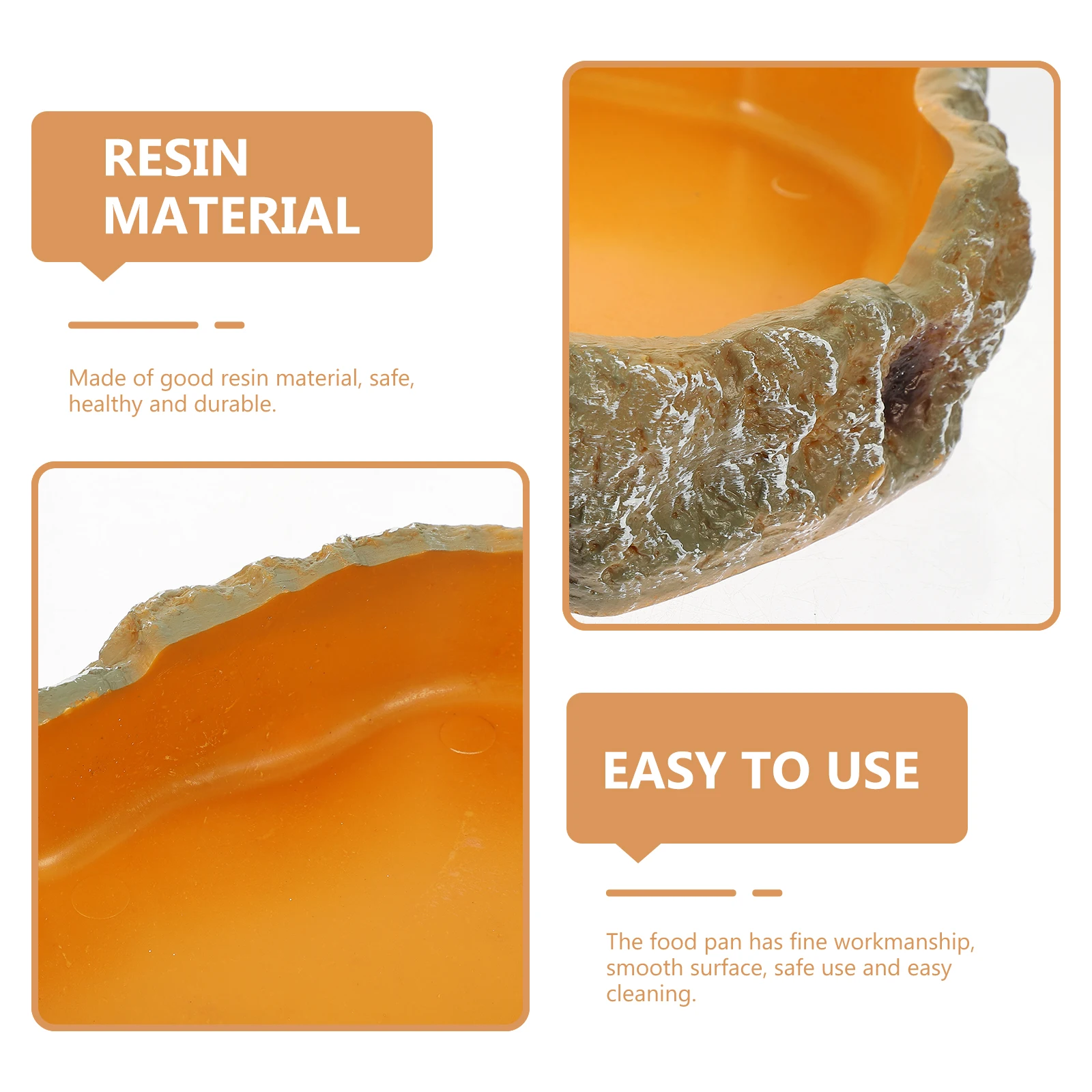 

Reptile Food Dish Bowl Pet Turtle Feeding Bowls Water Hamster Lizard Terrarium Decor Rock Pattern Space Small