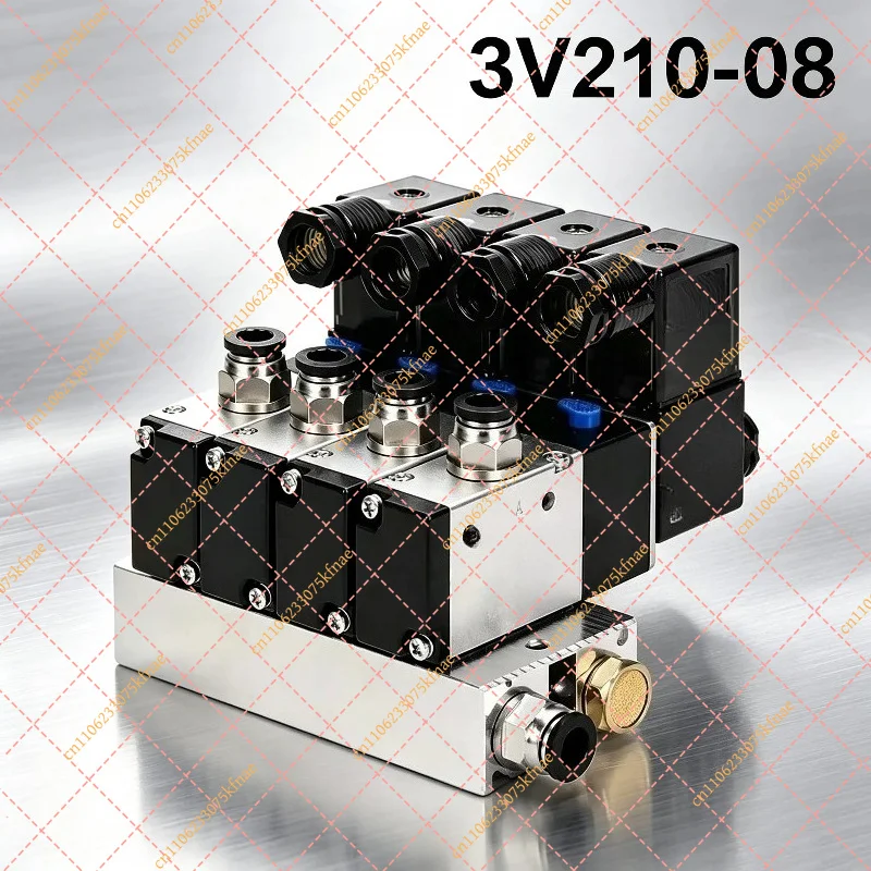 Electric Pneumatic Solenoid Valve 3V210-08 Block 3-Port 2-Position With Fittings Multi Voltage 24V 110V 220V For Industrial Use