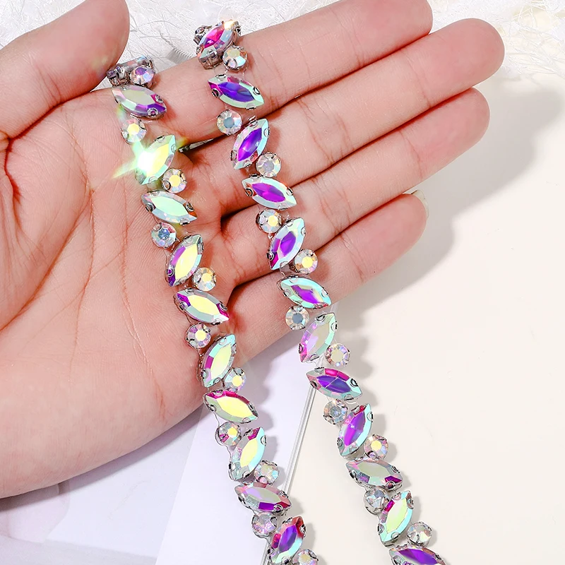 QIAO 1 Yard 8-Farben-Kristall-Strassband zum Aufbügeln für DIY-Reparaturen von Kleidern, Schuhen, Taschen und Accessoires, glänzende Strasssteine – Detail 6