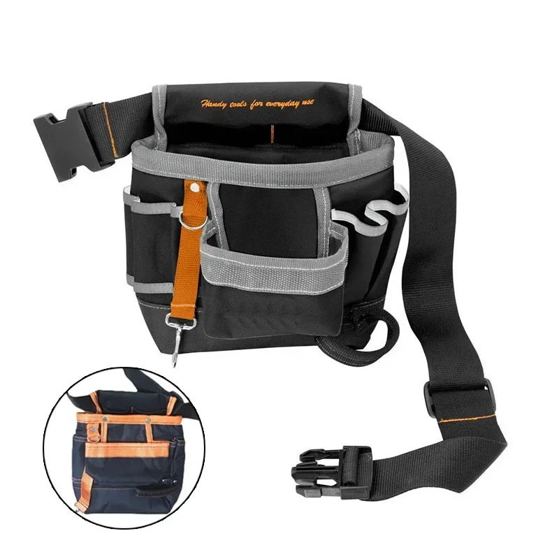 

1pc Oxford Cloth Waist Bag Belt With Strong Buckle 7 Pocket Holster Storage Holder 26x21.5cm For Electrician Tools Repair Tools