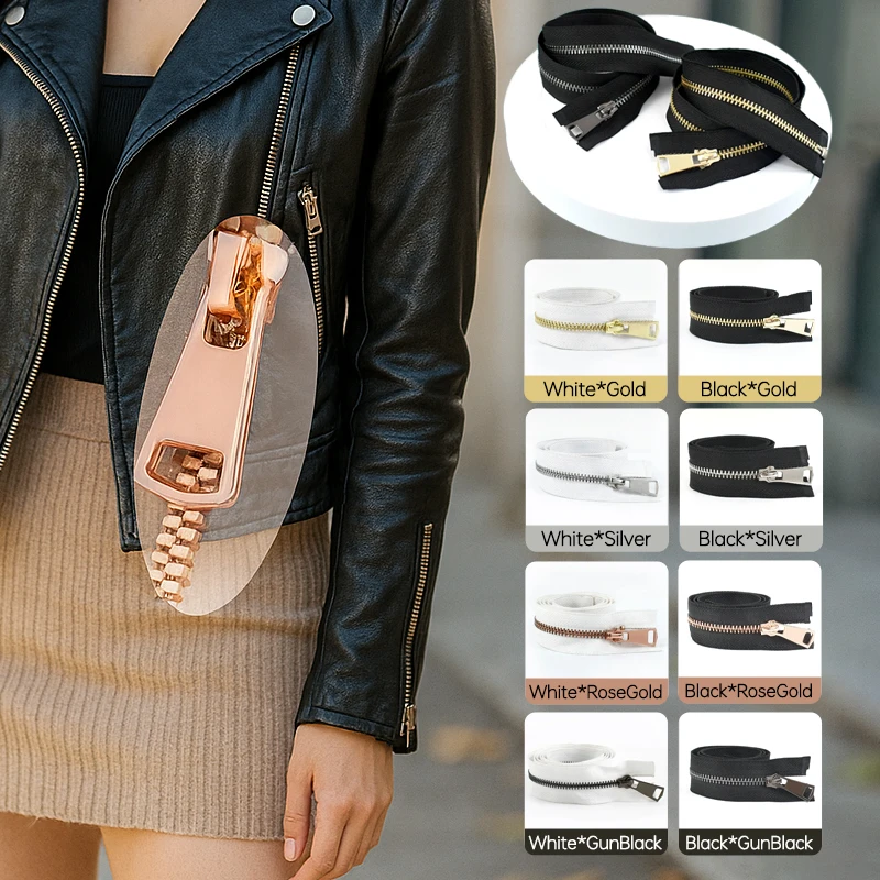 

2/5Pcs 5# Metal Zipper 15-25cm Close-End 30-80cm Open-End Zip Bag Zippers Closure Down Coat Decor Zips Garment Sewing Accessory