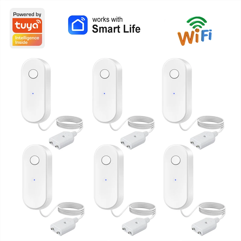 Tuya WiFi Water Leakage Sensor Water Level Detector Smart Life APP Home Kitchen Flood Safety Alarm Remote Control Easy Install