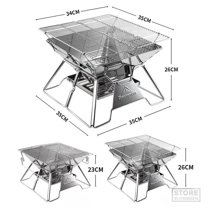 Imagem -05 - Campingmoon-outdoor Churrasqueira Portátil Folding Churrasco Grill Equipamento de Piquenique Mt2 Aço Inoxidável