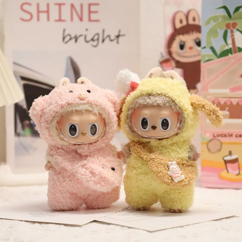 17cm Cute Mini Plush Doll'S Clothes Outfit Accessories For Korea Kpop Exo Labubu Idol Dolls donut overalls Clothing DIY Kid Gift