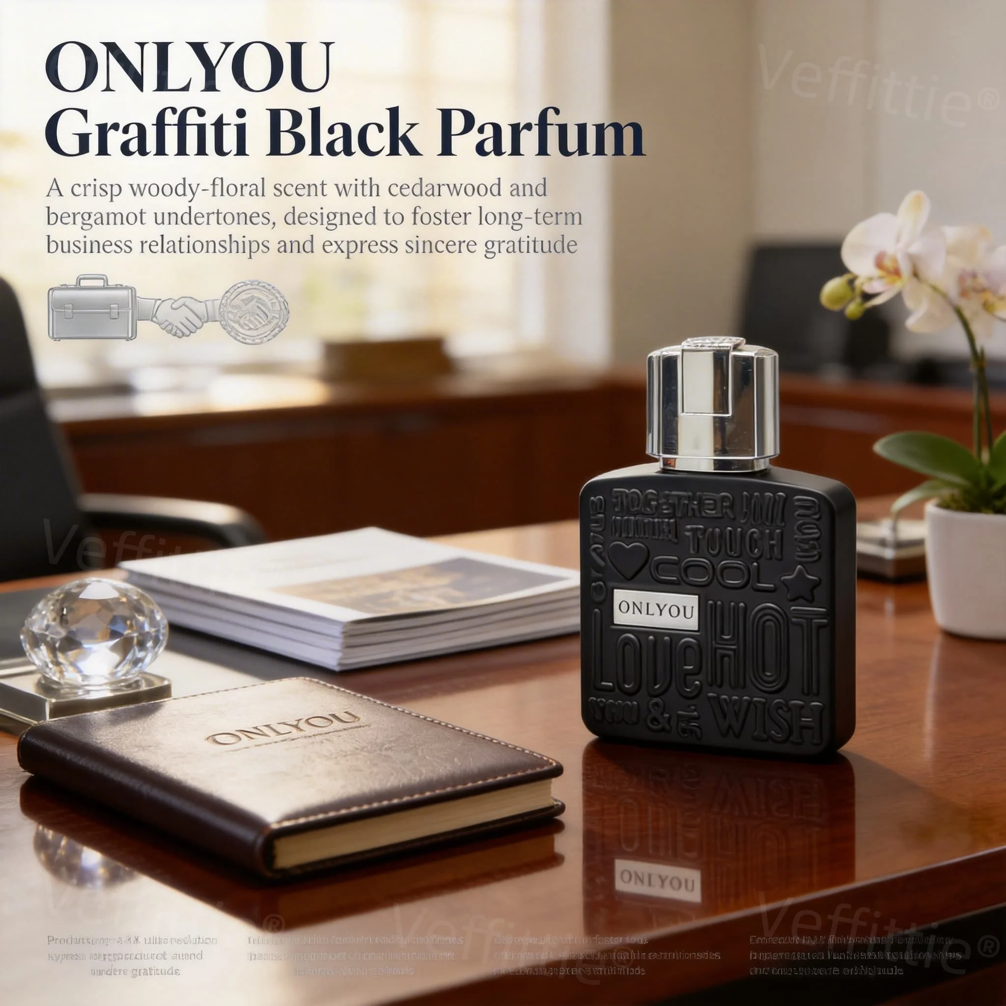 

Sophisticated Fruity Floral Perfume 30ml, peach lychee bergamot top, lily jasmine mid, all-day fresh scent for polished workdays