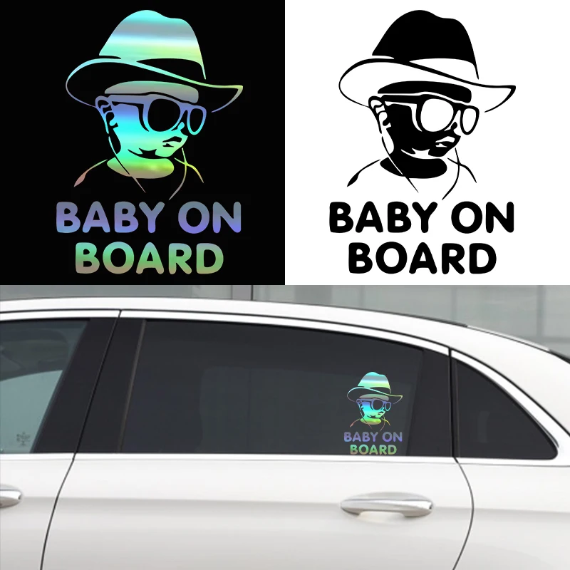 G081 Baby On Board Sunglasses Design Reflective Car Decal Drop Shipping Available For Vehicle Styling - view 3