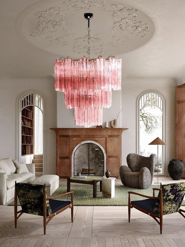 الوردي أنبوب زجاجي شفاف التصميم الفرنسي Led أضواء الثريا مصباح معلق بريق تعليق الإنارة مصباح لديكور غرفة الطعام #4