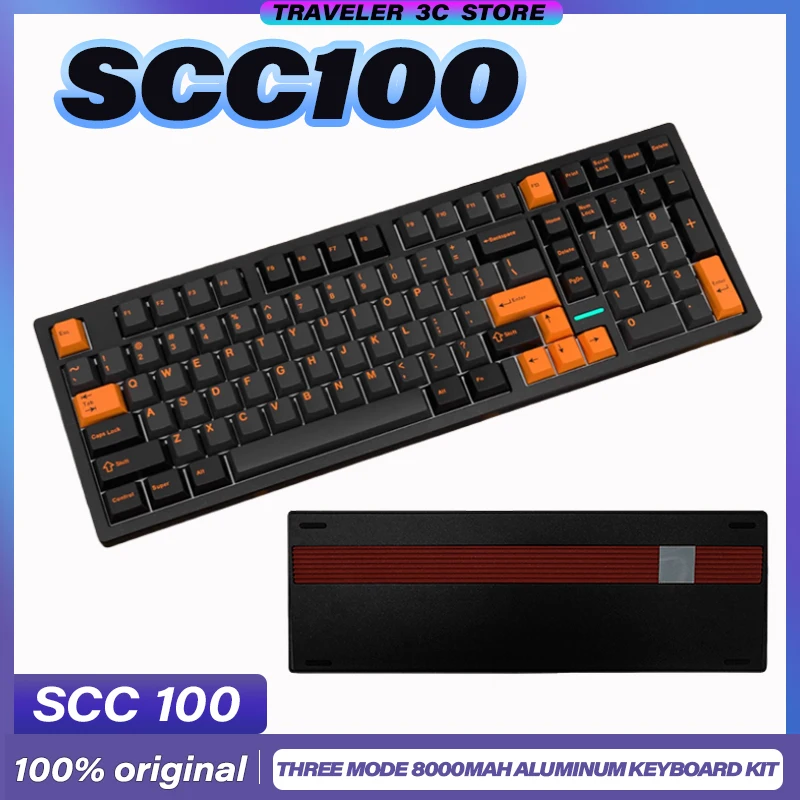 NEW SCC100 Customized Mechanical Keyboard Barebone Kit DIY Switch Hot Swa Quick Release 8000mAh Aluminum Dynamic RGB Keyboard