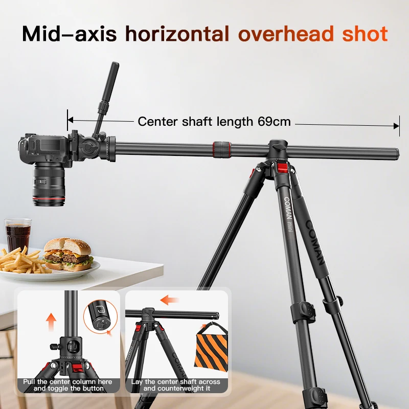 COMAN KX3939 Mini V1 Aluminum Monopod 1810mm Height Adjustable