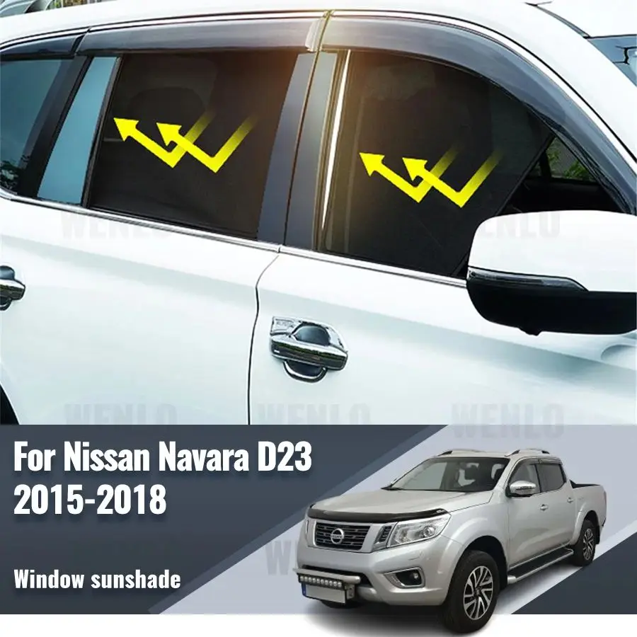 For Nissan Navara D23 Frontier NP300 2015-2024 Magnetic Car Sunshade Front Windshield Curtain Rear Side Window Sun Shades Shield