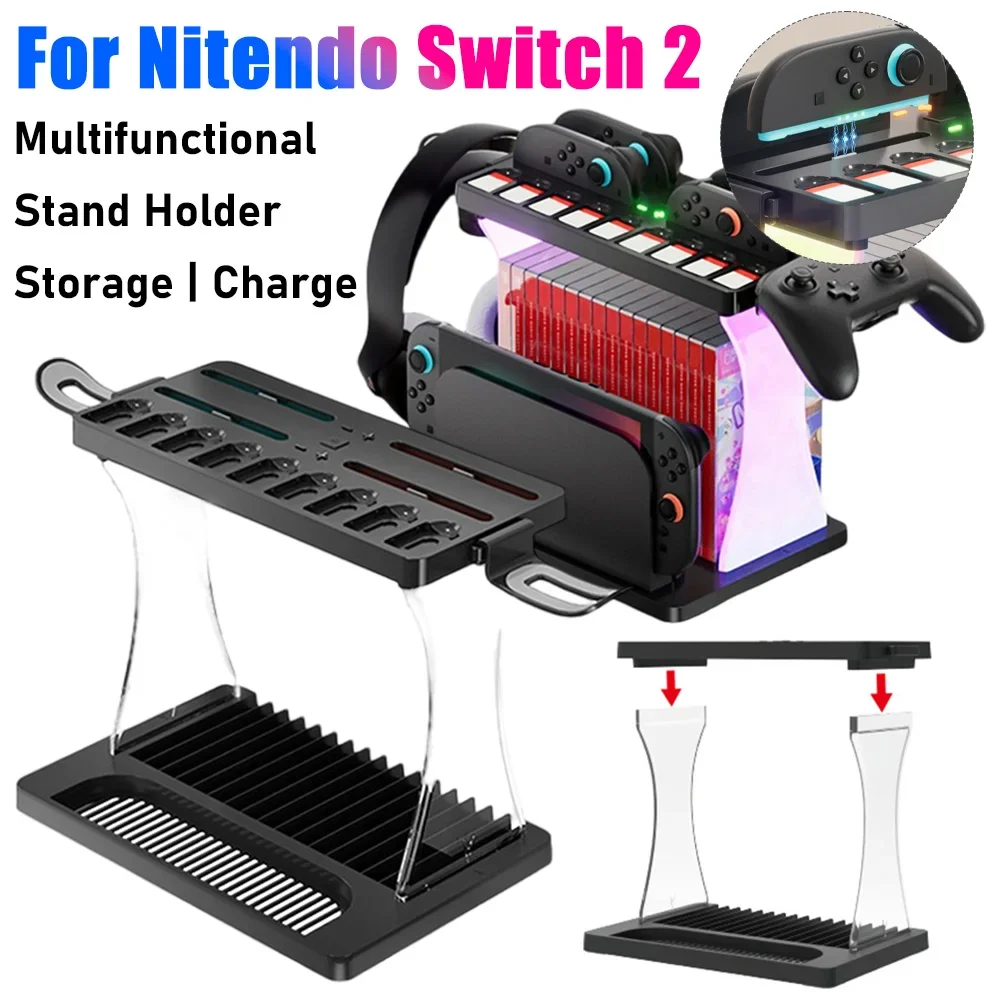 Multifunctional Storage Bracket For Switch 2 HBS-2806 Controller Charging Dock Stand For Nintendo Switch 2 CD Disc Storage Rack