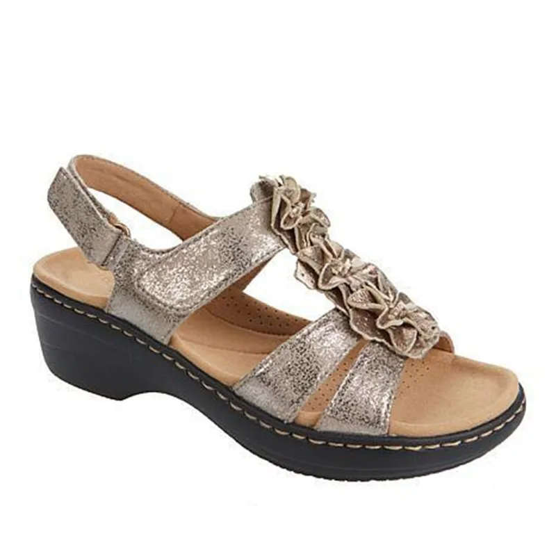 2026 New Summer Sandals Women Flower Wedge Platform Orthopedics Shoes Retro Rome Casual Comfortable Peep Toe Sandalias De Mujer