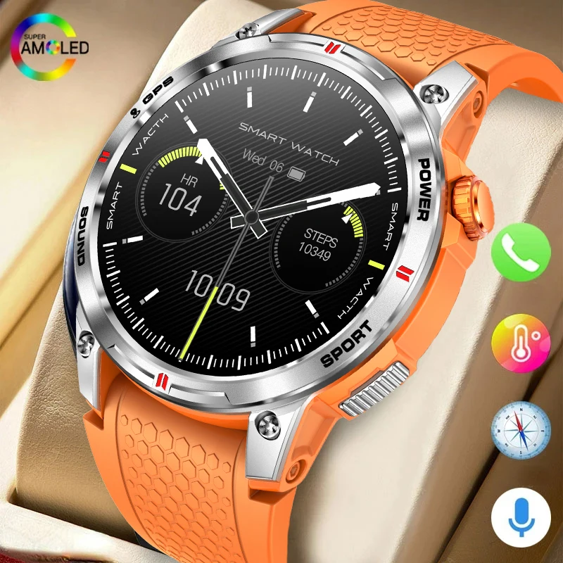 2026 New Smart Men's Watch 1.5-inch AMOLED HD Screen Bluetooth Call GPS Military Sports Fitness Tracker Android IOS
