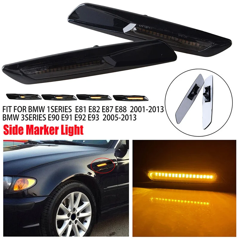 

2x LED Sequential Fender Side Marker Flowing Turn Signal Light For BMW 1 3 5 Series E81 E81 E82 E87 E88 E90 E91 E92 E93 E60 E61