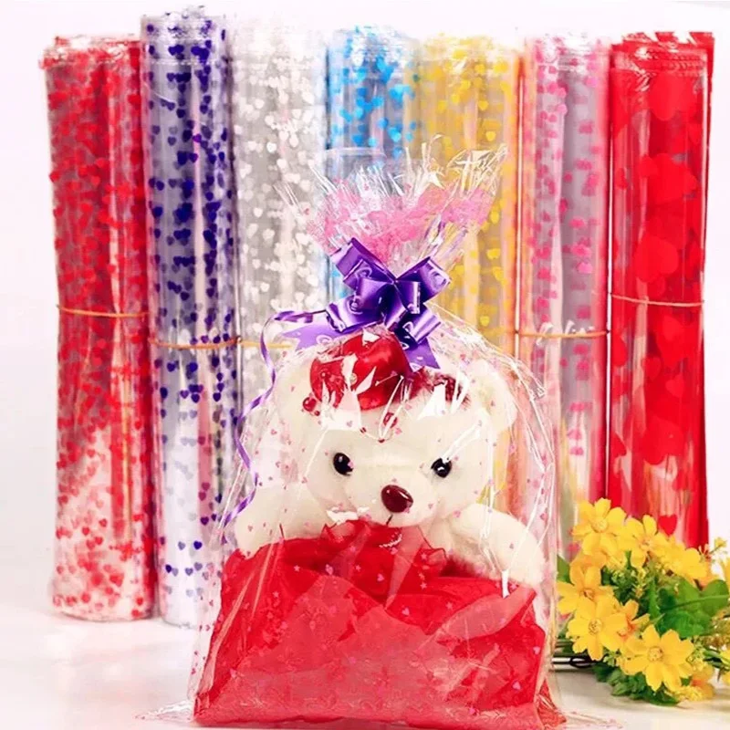 

50pcs Colorful Love Transparent Plastic Bag For Dolls Toy Gift Package Bag Clear Cellophane Bag Bakery Supplies Home Party Decor