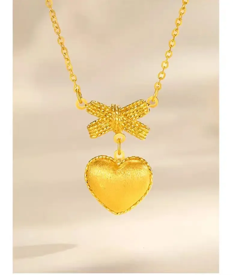 VivoGold9999 24K real gold Love bow necklace gold collarbone chain new Valentine's Day gift to girlfriend