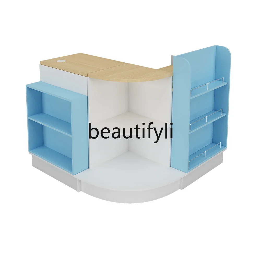 Checkout page Small store Pharmacy stationery store Modern corner Convenient simple light blue rock slab counter