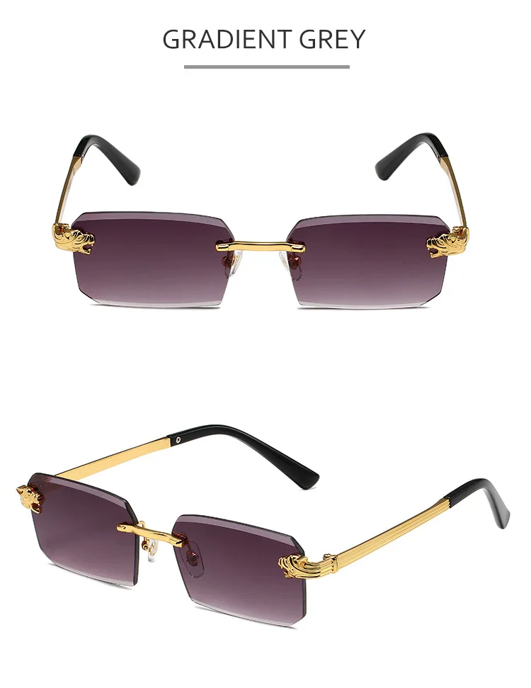 Damen Metallrahmenlose Sonnenbrille Hochwertige Luxusmarke Klassische Casual Sonnenbrille Unisex Outdoor Sport Rechteckige Schattierung Herren – Detail 12