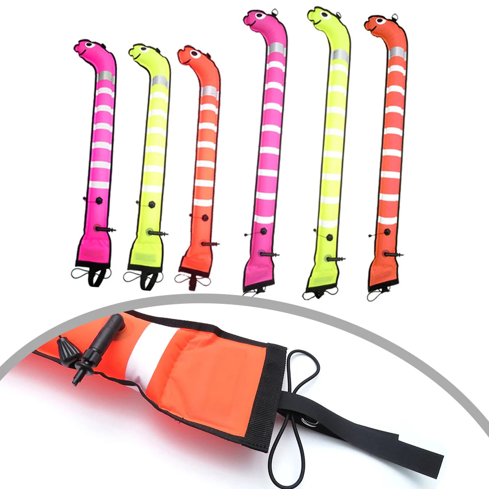 1.5M/1.2Mx15cm Nylon Sea Eel Shape Scuba Diving SMB Marker Buoy Diver Below Signal With Reflective Strips For Visibility