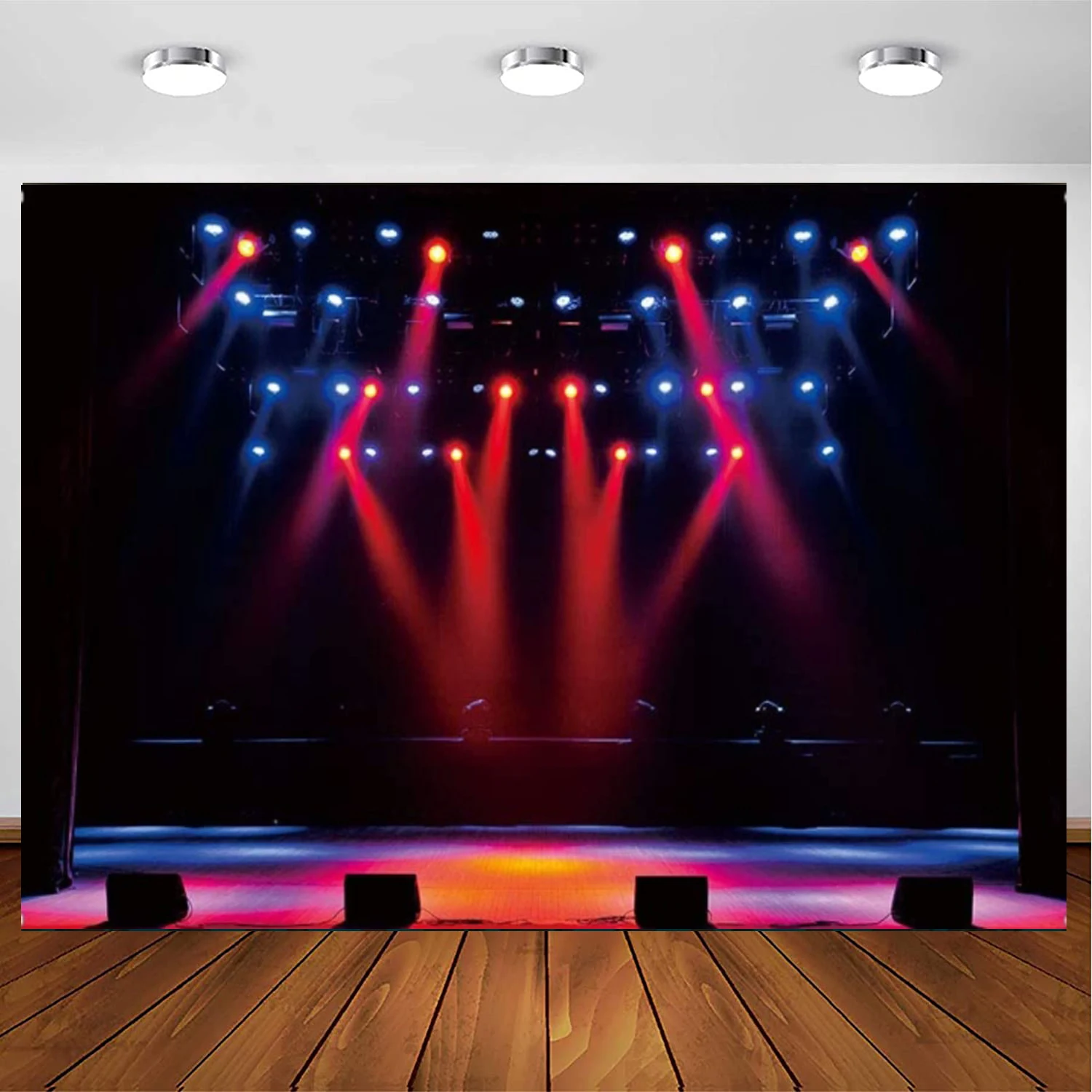 

Spotlight Stage Photography Backdrop Music Party Concert Live Background Superstar Rock Star Banner Poster