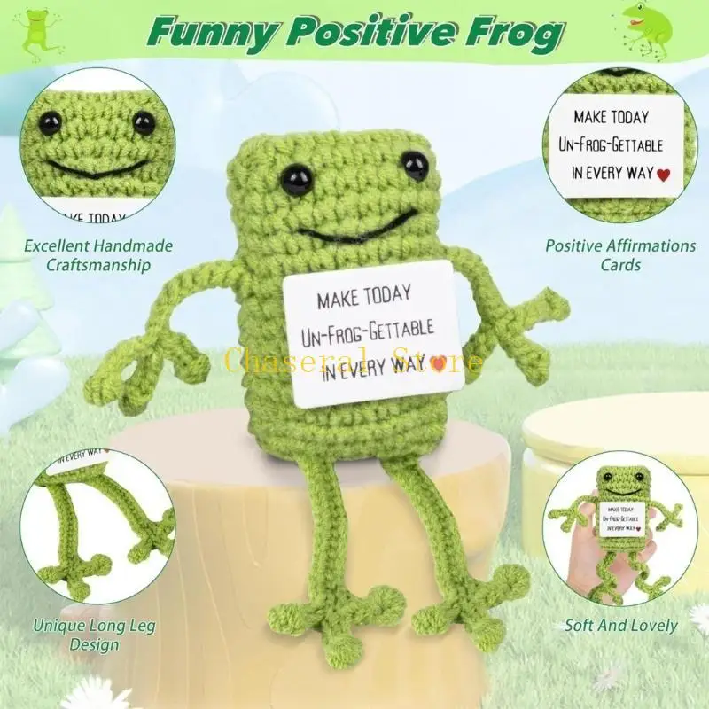 e7ce ملهمة Crochet Frogs Companion مع كلمات إيجابية كلمات دافئة
