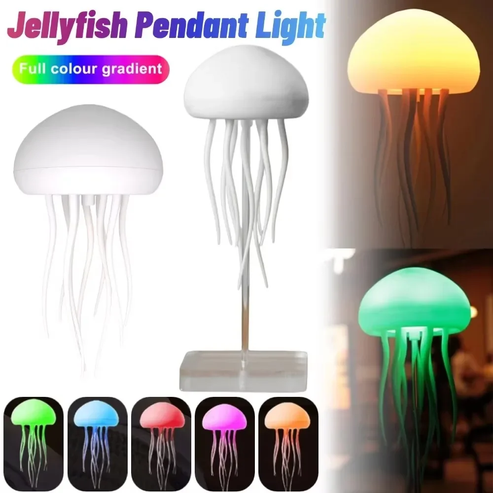 

Cartoon Jellyfish Night Light RGB Gradient Cute Jellyfish Bedside Lamp Voice Control Type-C Charging LED Night Lamp