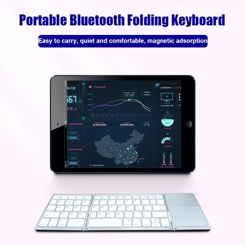 Imagem -04 - Teclado Dobrável sem Fio com Touchpad Bluetooth Botão Multifuncional Mini Teclado Windows Android Ios Telefone