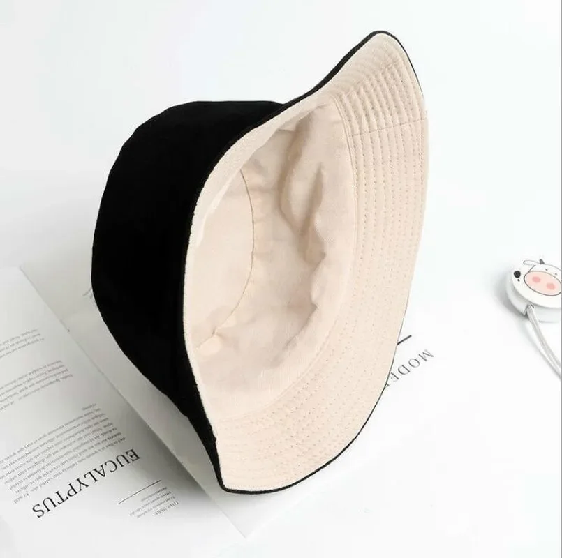 Cotton Summer Foldable Bucket Hat Unisex Women Outdoor Sunscreen Hat Pure Color Fishing Hunting Cap Men Basin Chapeau Beach Cap