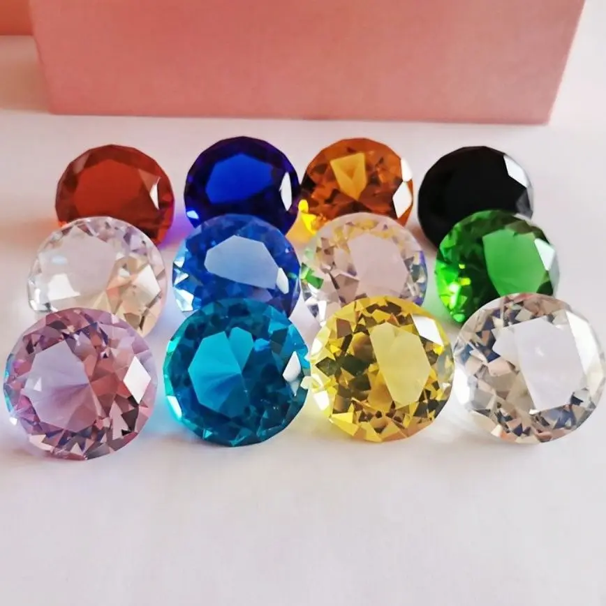 10 Colors Crystal Diamond Shaped Paperweight Decorative Cut Glass Giant Gemstone Wedding  Home Desktop Decoration