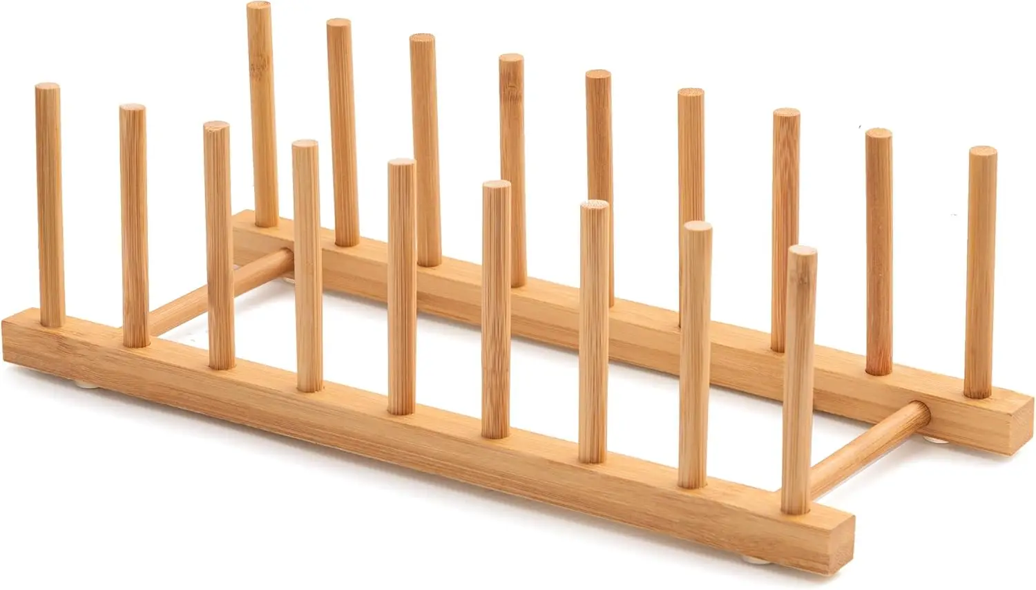 

Bamboo Dish Drying Rack with 8 Slots for Kitchen Counter, Cabinet, and Organizing Plates, Cups, Books