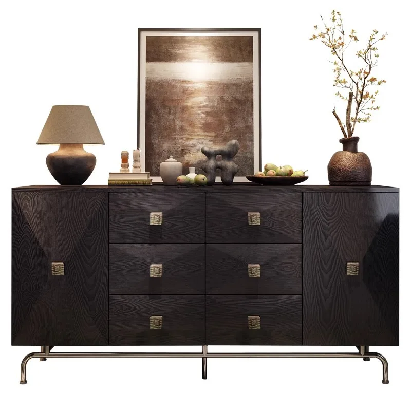 Italian retro entrance cabinet villa modern light luxury living room multi-functional cabinet ancient French meal