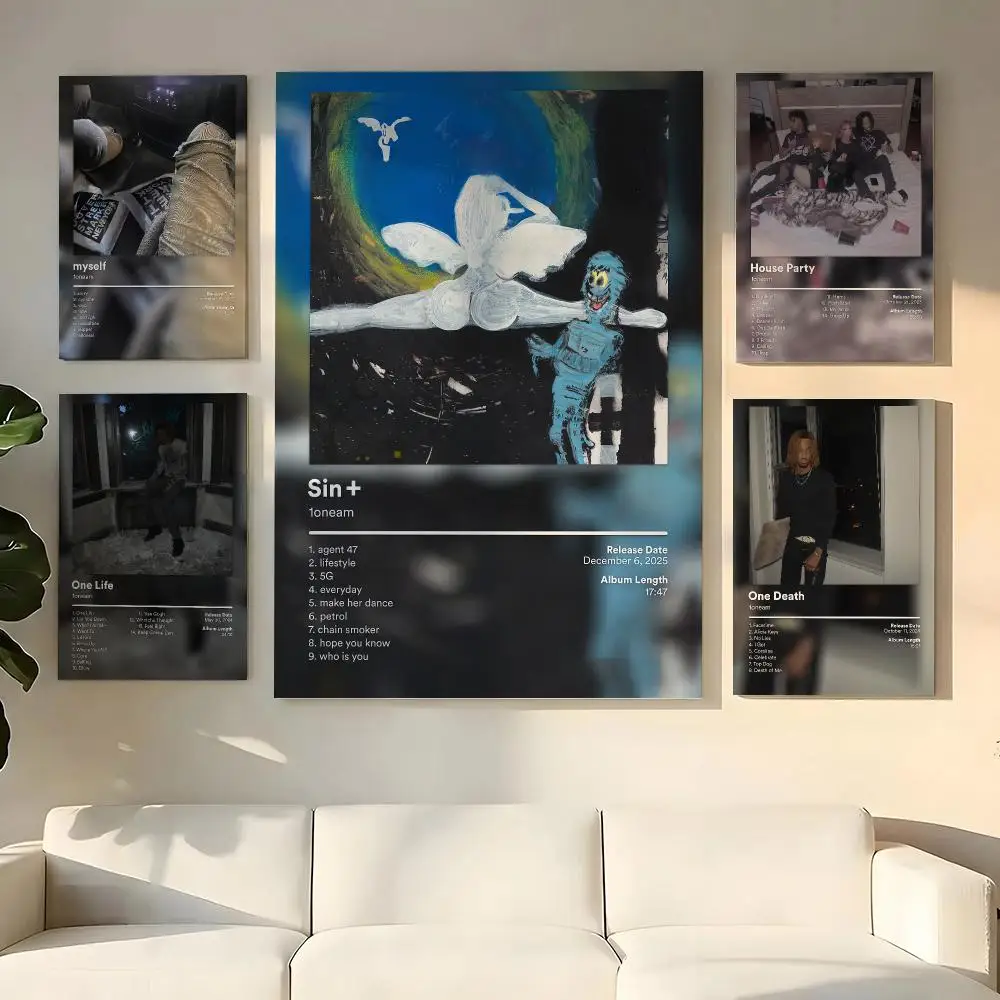 Musician O-Oneam Album Cover Painting Calligraphy Wooden Framed Canvas Poster Wall Art HD Waterproof Print Home Decor