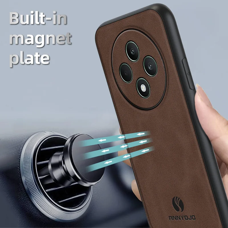 Coque arrière rigide en cuir PU avec plaque magnétique intégrée, coque pour Oppo Reno12 F 5G, CPH2637, 256