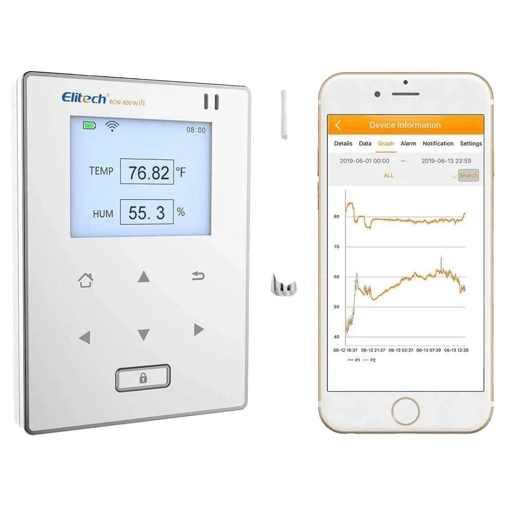 2024 Elitech RCW-800 Wireless Real Time umidità temperatura Data Logger Wifi con sonda esterna