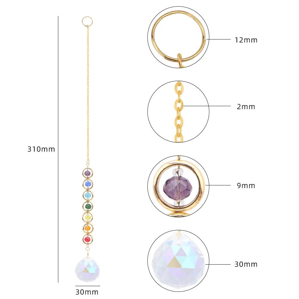 Sun Capture Window Wind Chime Light Capture Rainbow Prism Crystal Hanging Pendant DIY Room Balcony Garden Decoration