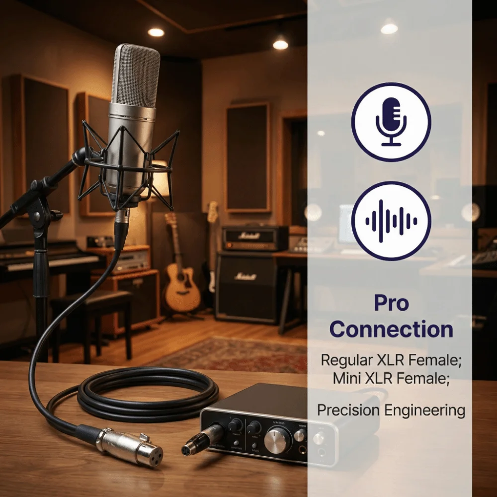 3 Pin XLR Cable Plug and Play 1m / 3.3ft XLR Female To Mini XLR Female for AKG K240 K240S K240MK II K141 Headphones