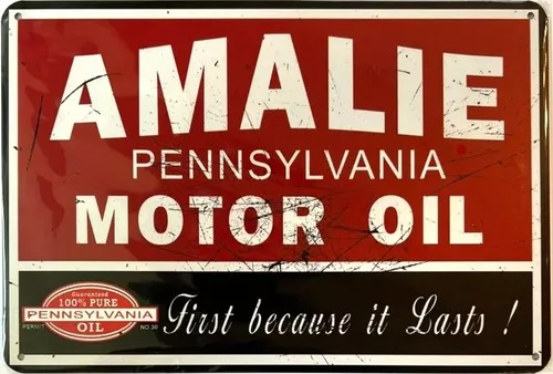 Amalie Pennsylvania Motor Oil Vintage Metallschild; Wandkunst