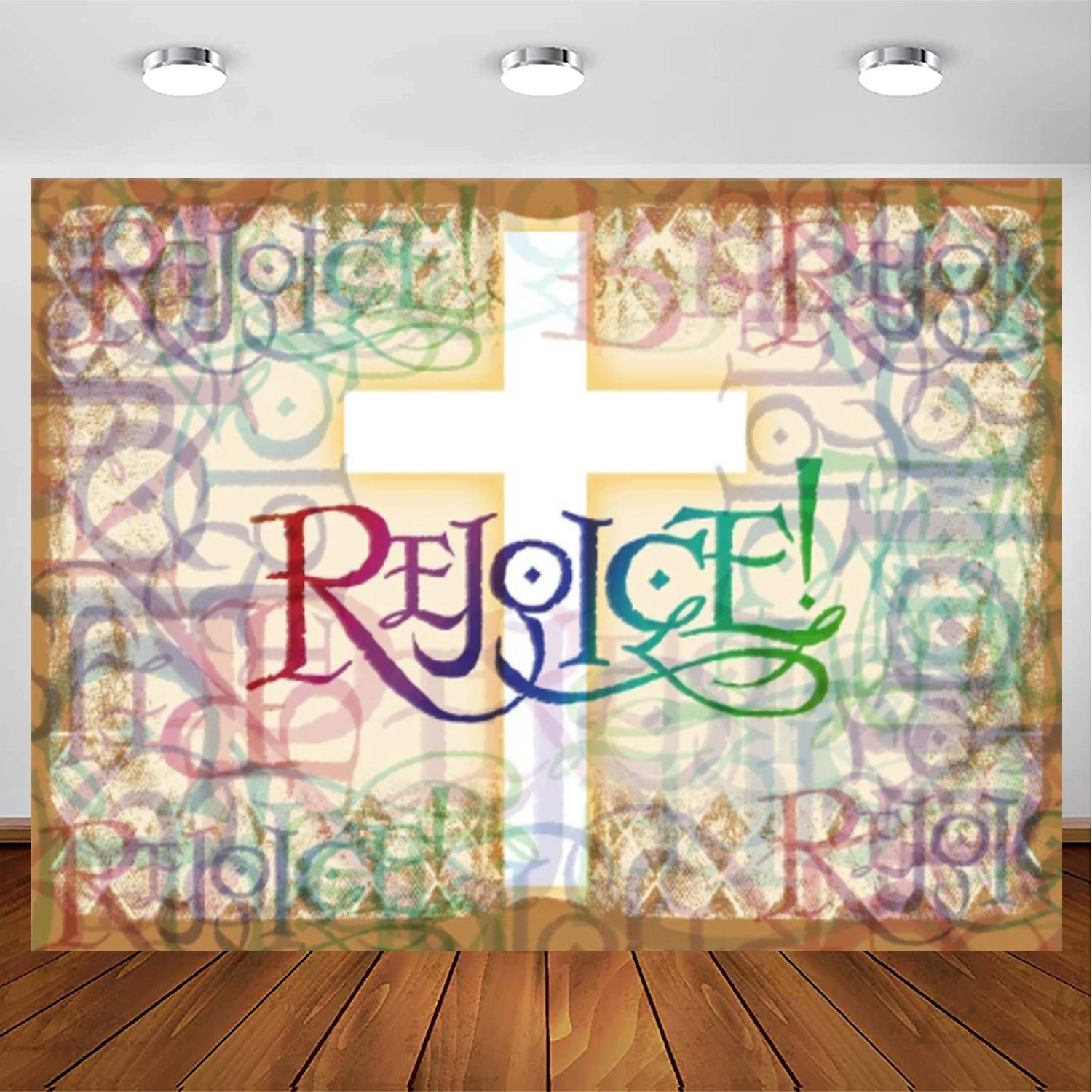 

Vintage Cross Rejoice Photography Background Grunge Graffiti Stained Glass Christian Church Our Loard Backdrop Jesus Christ God