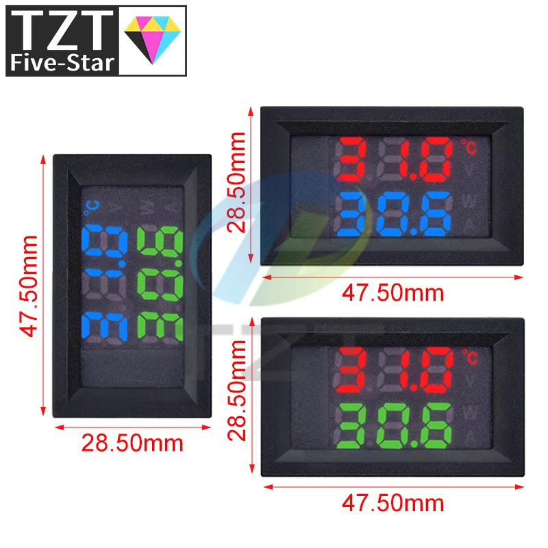 DC4-30V 100cm LED Display Digital Voltmeter and Thermometer Temperature Sensor Detector With NTC10K 3950 Probe Temp Tester Gauge