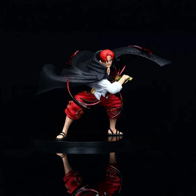 

One Piece Pop Red Hair Shanks Four Emperors Crouching Posture Sword Drawing High Precision Anime Figure Desktop Decoration